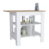Isla de Cocina Macondo 103x90cm Blanco con Entrepaños - Barras y Muebles Auxiliares | Bylmo