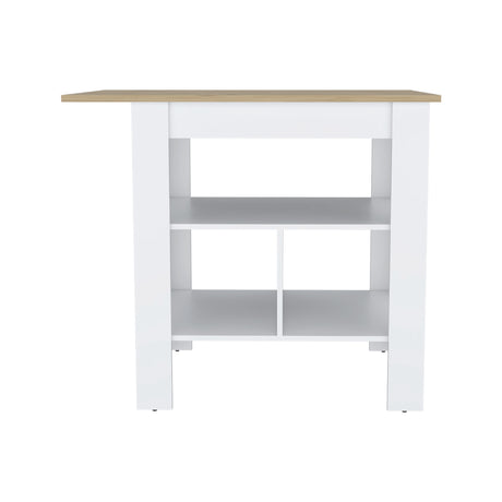 Isla de Cocina Macondo 103x90cm Blanco con Entrepaños - Barras y Muebles Auxiliares | Bylmo