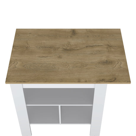 Isla de Cocina Macondo 103x90cm Blanco con Entrepaños - Barras y Muebles Auxiliares | Bylmo
