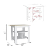 Isla de Cocina Macondo 103x90cm Blanco con Entrepaños - Barras y Muebles Auxiliares | Bylmo