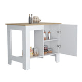 Isla de Cocina Atenea Blanco 103x90cm con Compartimiento y Entrepaños - Barras y Muebles Auxiliares | Bylmo