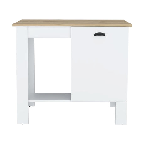 Isla de Cocina Atenea Blanco 103x90cm con Compartimiento y Entrepaños - Barras y Muebles Auxiliares | Bylmo