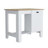 Isla de Cocina Atenea Blanco 103x90cm con Compartimiento y Entrepaños - Barras y Muebles Auxiliares | Bylmo