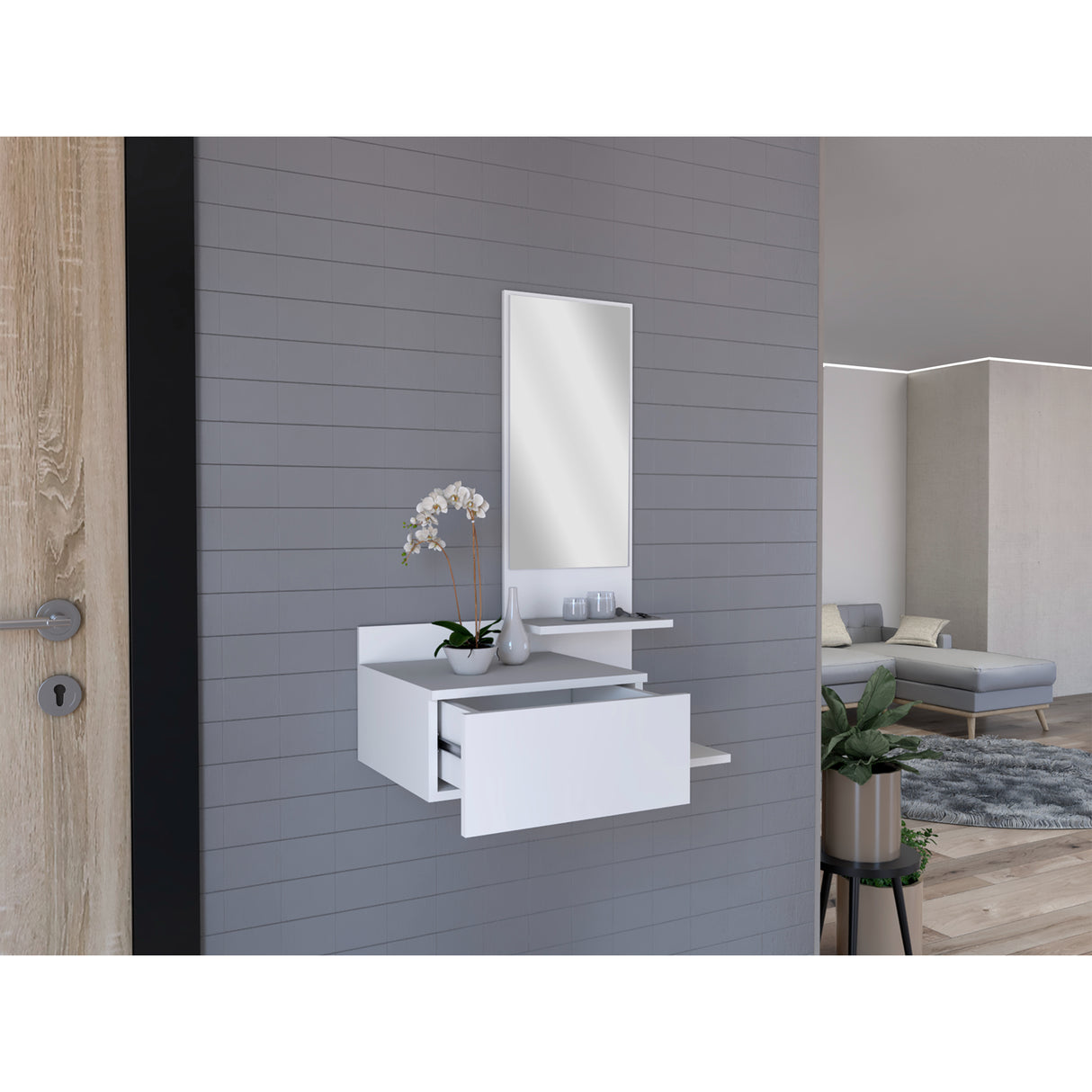 Recibidor Vienna Blanco 60.1x91.95cm con Espejo - Bifes y Arrimos | Bylmo