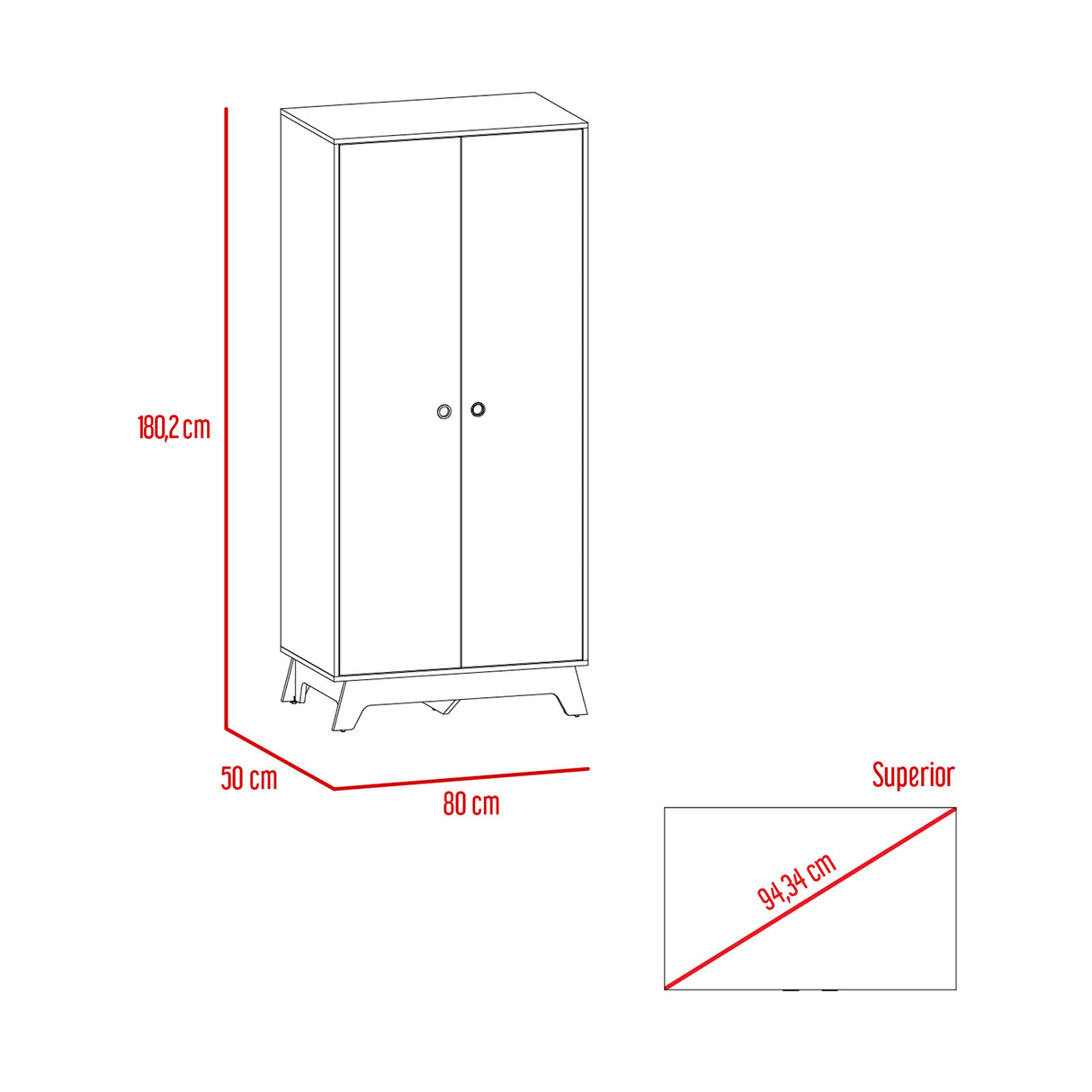 Closet Zeta Duna 80x180.2cm con Dos Cajones - Closets | Bylmo