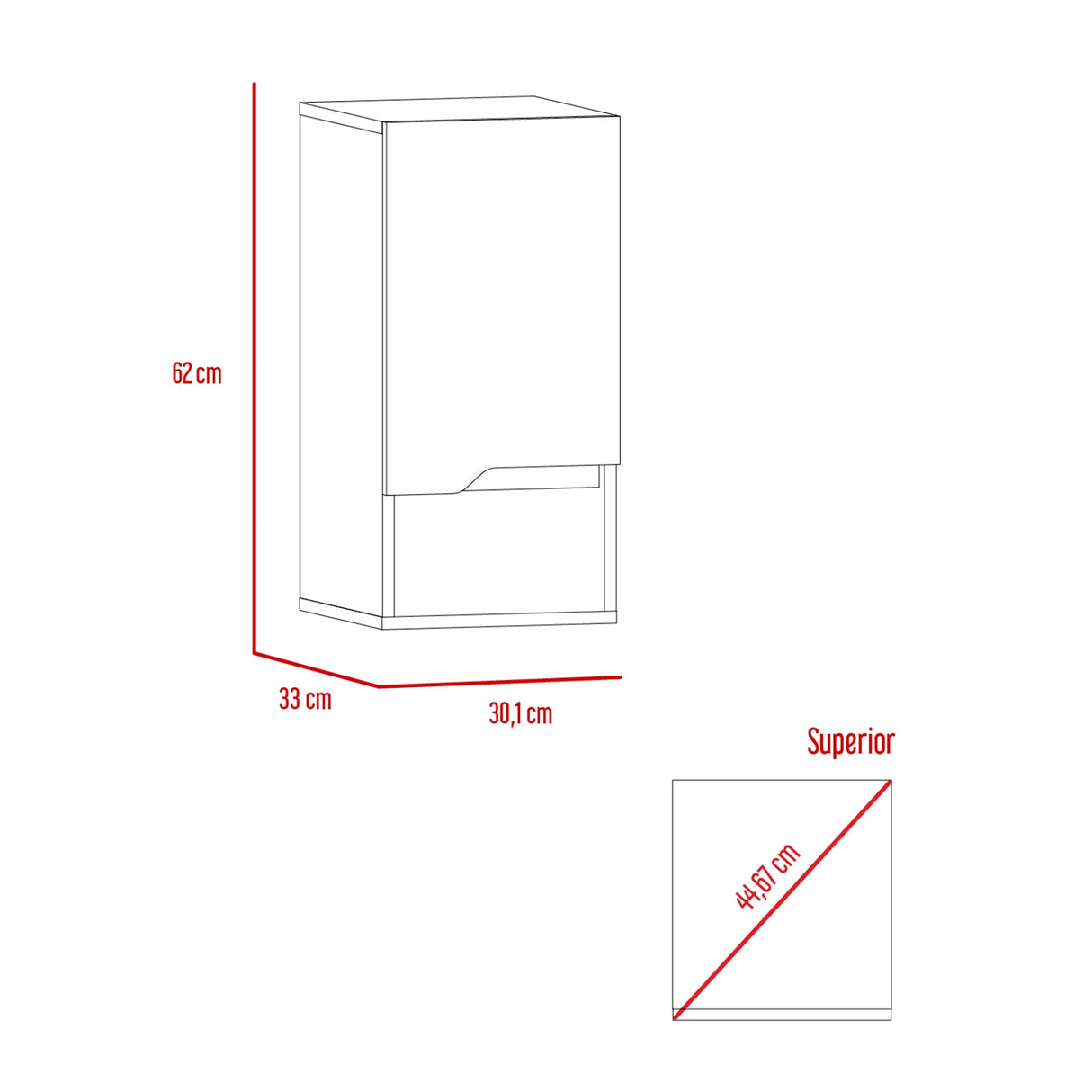 Gabinete de Baño Laurent Plomo 30x62cm Flotante con Una puerta y Entrepaños. - Gabinetes de Baño | Bylmo