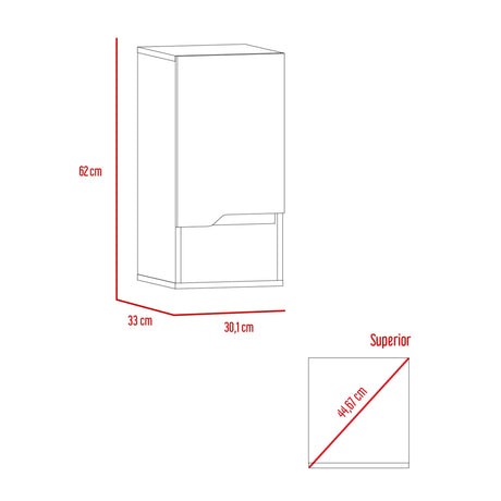 Gabinete de Baño Laurent Plomo 30x62cm Flotante con Una puerta y Entrepaños. - Gabinetes de Baño | Bylmo