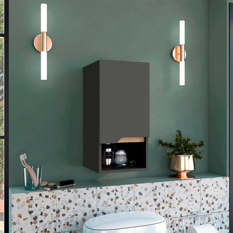 Gabinete de Baño Laurent Plomo 30x62cm Flotante con Una puerta y Entrepaños. - Gabinetes de Baño | Bylmo