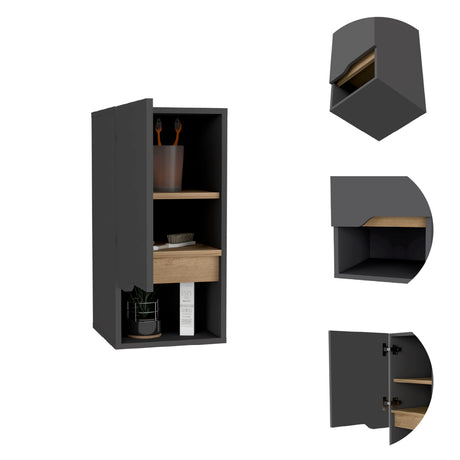 Gabinete de Baño Laurent Plomo 30x62cm Flotante con Una puerta y Entrepaños. - Gabinetes de Baño | Bylmo