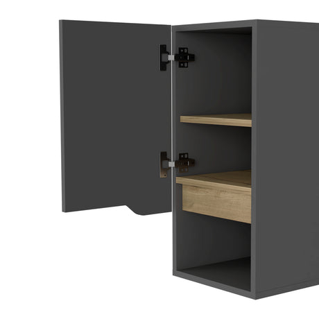 Gabinete de Baño Laurent Plomo 30x62cm Flotante con Una puerta y Entrepaños. - Gabinetes de Baño | Bylmo