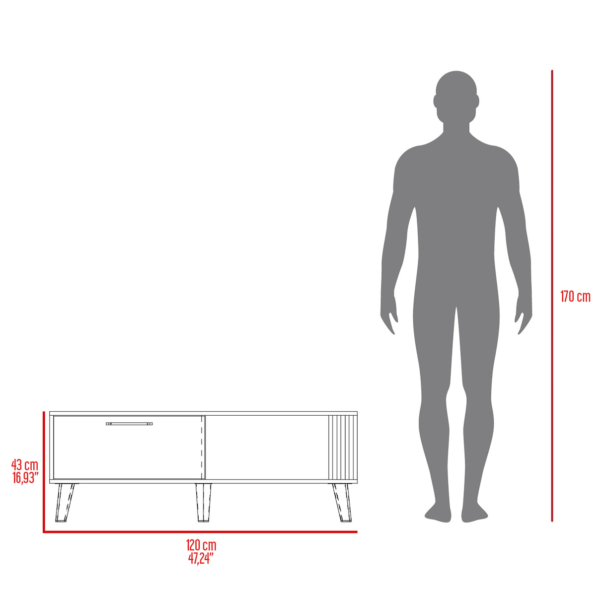 Mesa de Centro Vance Capri 120x43cm con Compartimiento - Mesas de Centro | Bylmo