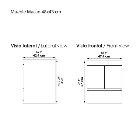 Mueble para Lavamanos MACAO LIFE Gracia 48x57cm con Lavamanos Oslo y Cajones - Muebles para Lavamanos | Bylmo