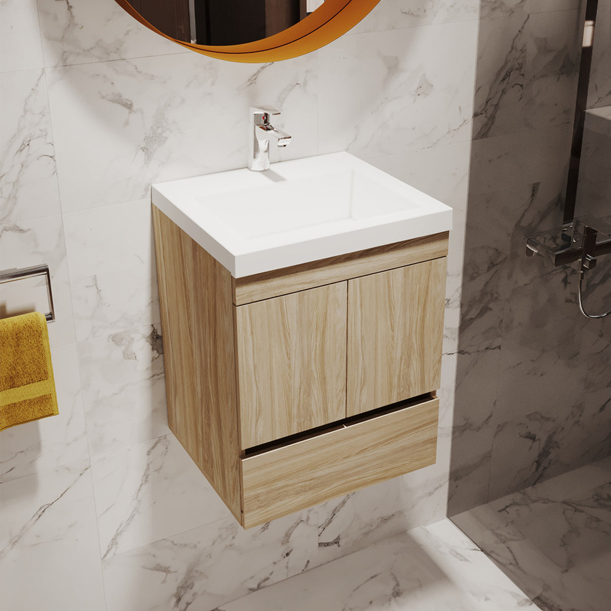Mueble para Lavamanos MACAO LIFE Soder 48x57cm con Lavamanos Oslo y Cajones - Muebles para Lavamanos | Bylmo