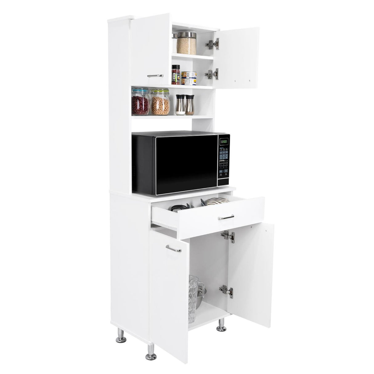 Alacena Polyvalent Blanco 60x169cm con Un Cajón Deslizante - Alacenas y Muebles Microondas | Bylmo