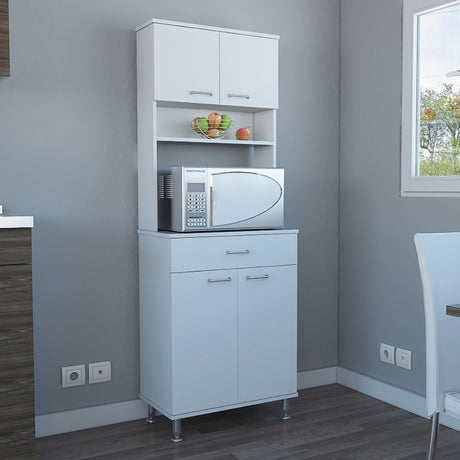 Alacena Polyvalent Blanco 60x169cm con Un Cajón Deslizante - Alacenas y Muebles Microondas | Bylmo