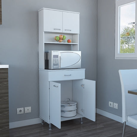 Alacena Polyvalent Blanco 60x169cm con Un Cajón Deslizante - Alacenas y Muebles Microondas | Bylmo