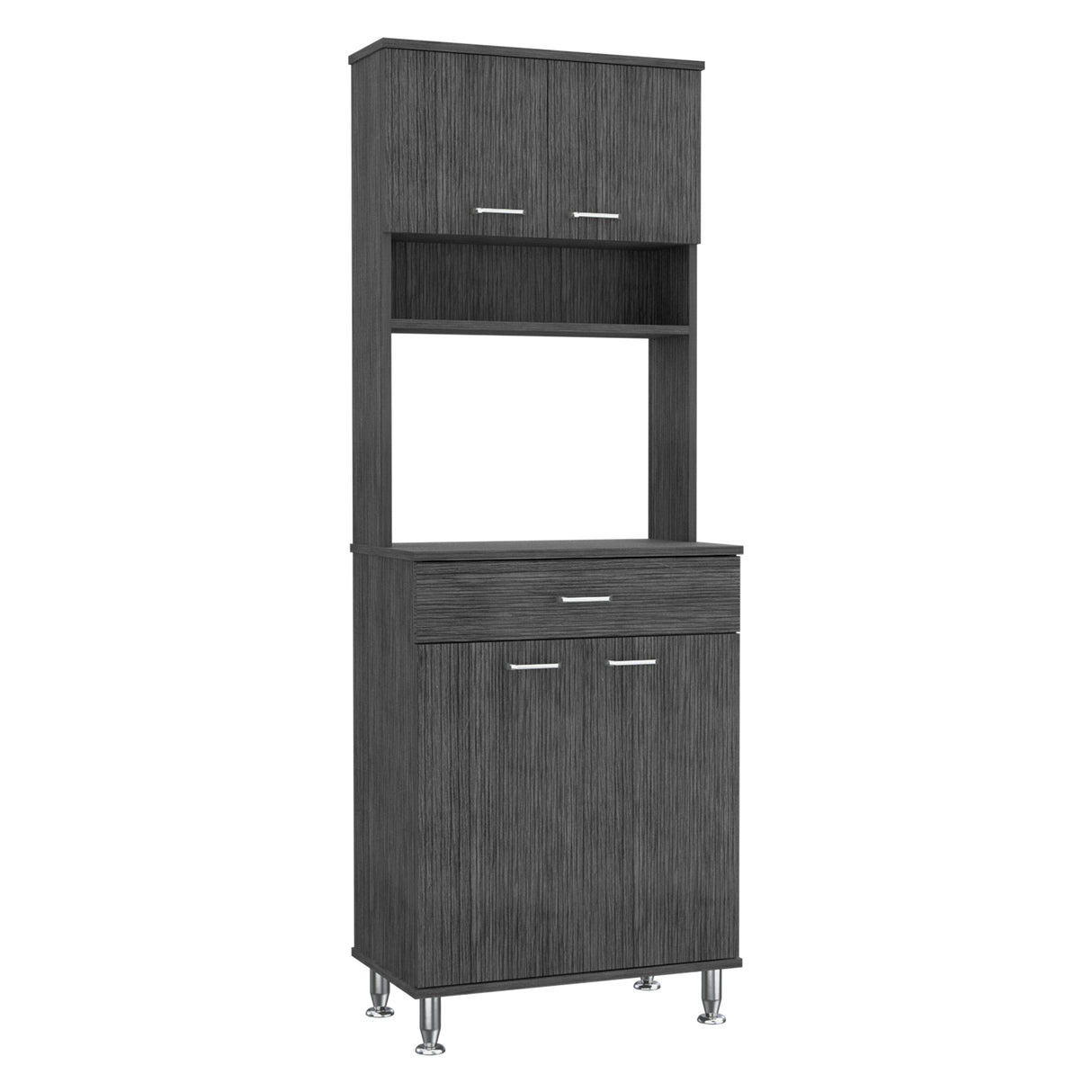 Alacena Della Roble Gris 60x169cm con Un Cajón - Alacenas y Muebles Microondas | Bylmo