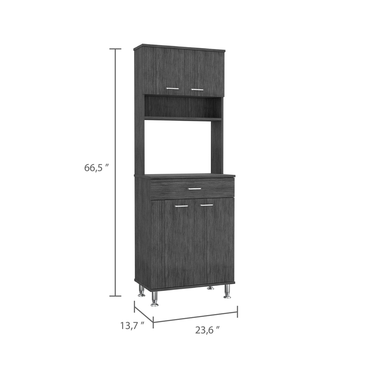 Alacena Della Roble Gris 60x169cm con Un Cajón - Alacenas y Muebles Microondas | Bylmo