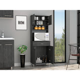 Alacena Della Roble Gris 60x169cm con Un Cajón - Alacenas y Muebles Microondas | Bylmo
