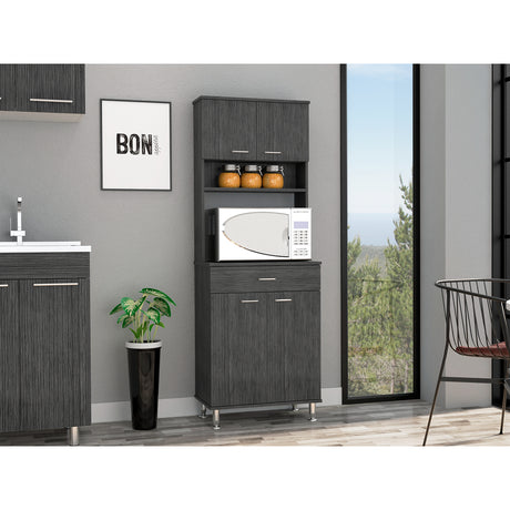 Alacena Della Roble Gris 60x169cm con Un Cajón - Alacenas y Muebles Microondas | Bylmo