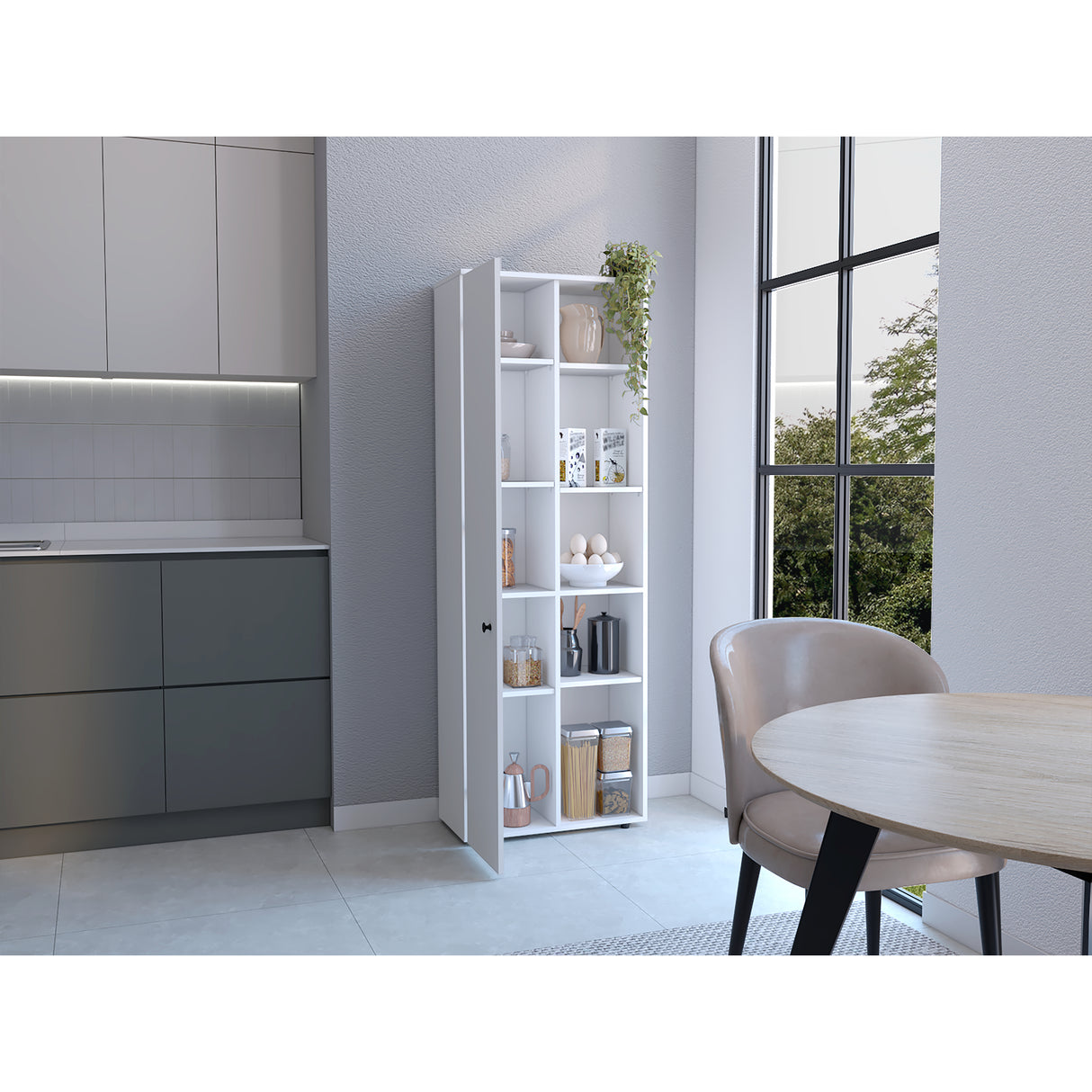 Alacena Hoyt Blanco 60x170cm de Pared con Una Puerta - Alacenas y Muebles Microondas | Bylmo