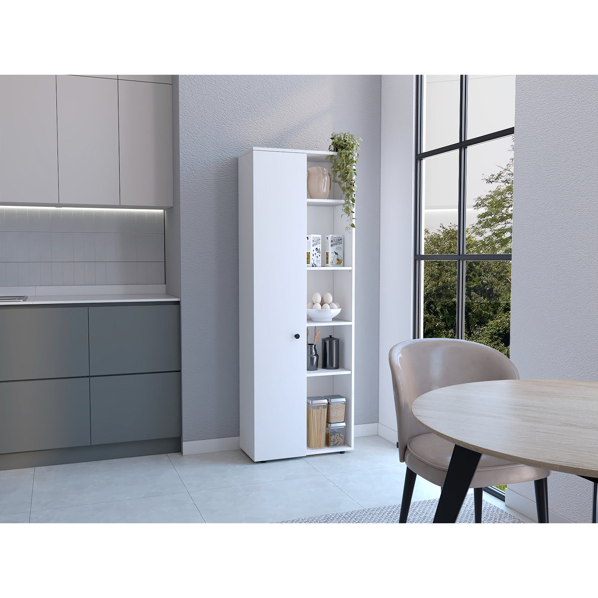 Alacena Hoyt Blanco 60x170cm de Pared con Una Puerta - Alacenas y Muebles Microondas | Bylmo