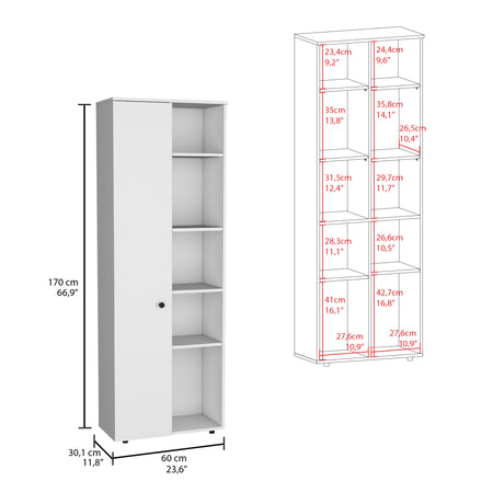 Alacena Hoyt Blanco 60x170cm de Pared con Una Puerta - Alacenas y Muebles Microondas | Bylmo
