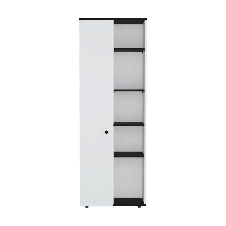 Alacena Hoyt Blanco con Bordes Negros 60x170cm de Pared con Una Puerta - Alacenas y Muebles Microondas | Bylmo