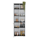Alacena Hoyt Blanco con Bordes Negros 60x170cm de Pared con Una Puerta - Alacenas y Muebles Microondas | Bylmo