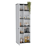 Alacena Hoyt Blanco con Bordes Negros 60x170cm de Pared con Una Puerta - Alacenas y Muebles Microondas | Bylmo
