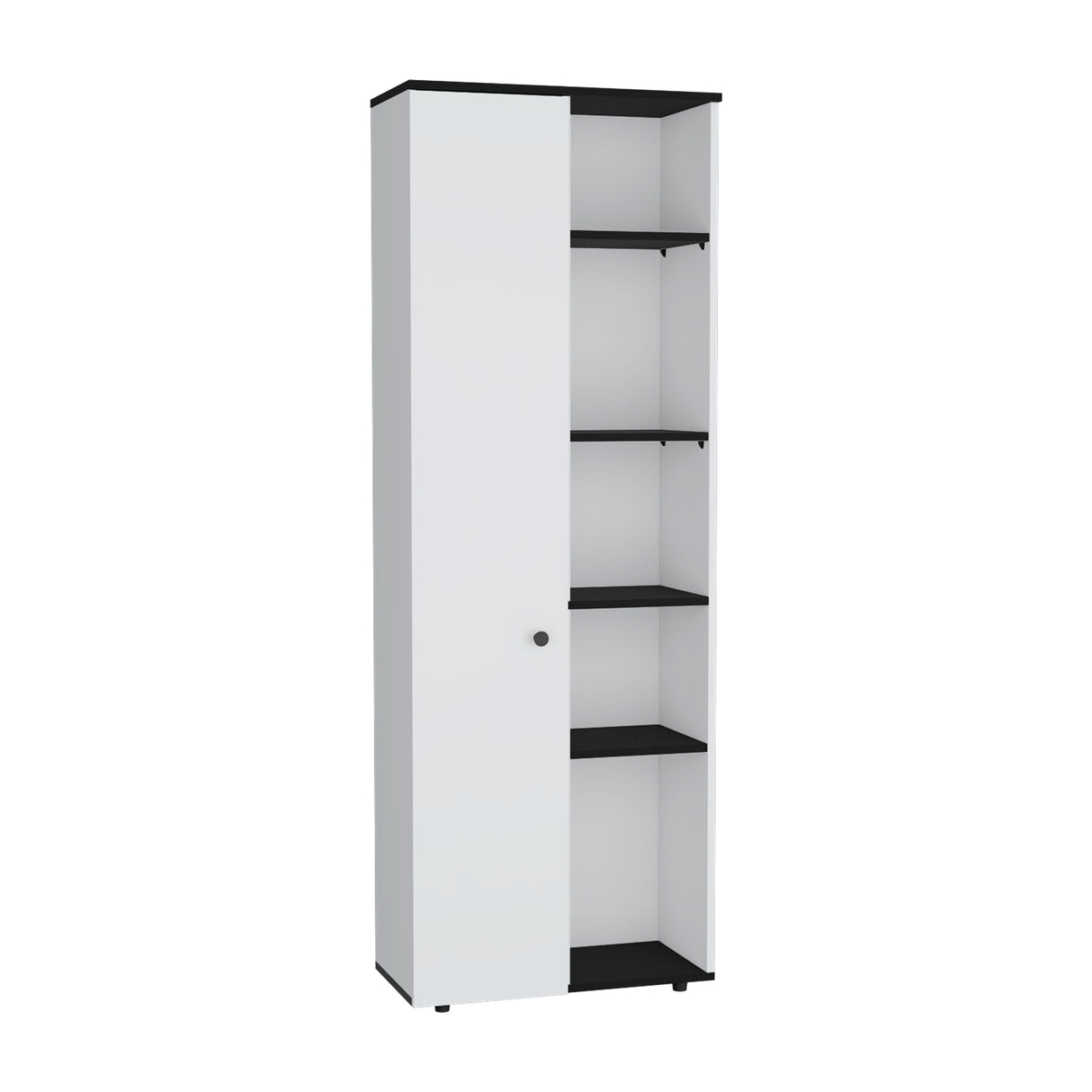 Alacena Hoyt Blanco con Bordes Negros 60x170cm de Pared con Una Puerta - Alacenas y Muebles Microondas | Bylmo