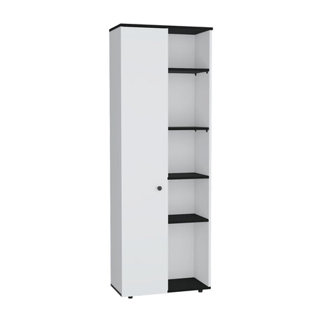 Alacena Hoyt Blanco con Bordes Negros 60x170cm de Pared con Una Puerta - Alacenas y Muebles Microondas | Bylmo