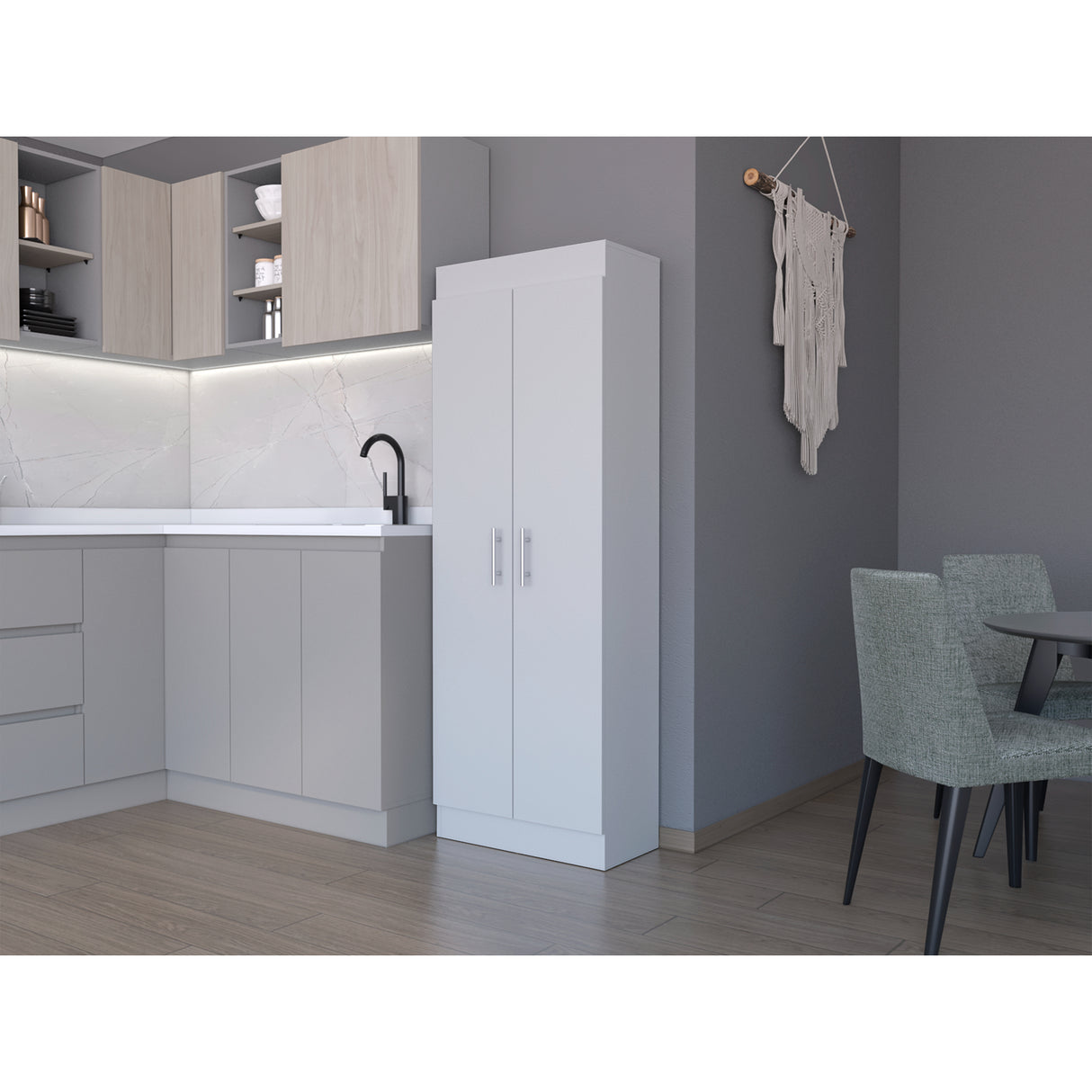 Alacena Nepal Blanco 60x169.9cm con Dos Puertas - Alacenas y Muebles Microondas | Bylmo
