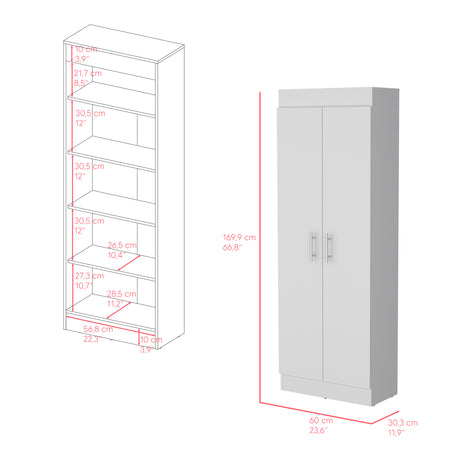 Alacena Nepal Blanco 60x169.9cm con Dos Puertas - Alacenas y Muebles Microondas | Bylmo