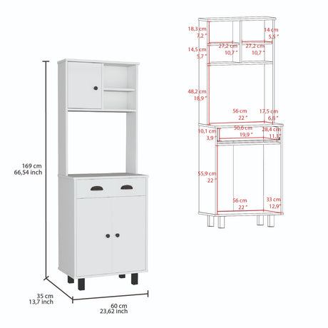 Alacena Salem Blanco 60x168.9cm con Un Cajón - Alacenas y Muebles Microondas | Bylmo