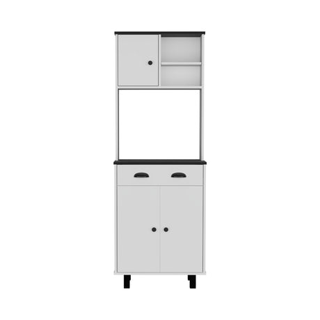 Alacena Salem Blanco con Negro 60x168.9cm con Un Cajón - ALACENAS Y MUEBLES MICROONDAS | Bylmo