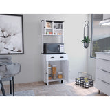 Alacena Salem Blanco con Negro 60x168.9cm con Un Cajón - ALACENAS Y MUEBLES MICROONDAS | Bylmo