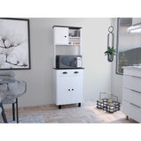 Alacena Salem Blanco con Negro 60x168.9cm con Un Cajón - ALACENAS Y MUEBLES MICROONDAS | Bylmo