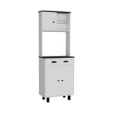 Alacena Salem Blanco con Negro 60x168.9cm con Un Cajón - ALACENAS Y MUEBLES MICROONDAS | Bylmo