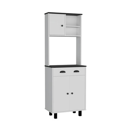 Alacena Salem Blanco con Negro 60x168.9cm con Un Cajón - ALACENAS Y MUEBLES MICROONDAS | Bylmo