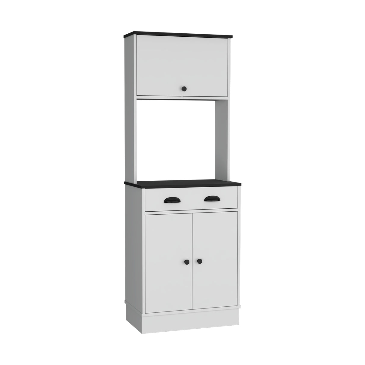 Alacena Tampa Blanco con Negro 60x168.4cm con Un Cajón - ALACENAS Y MUEBLES MICROONDAS | Bylmo