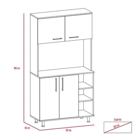 Alacena Provi Blanco 95x180cm con Cuatro Puertas - Alacenas y Muebles Microondas | Bylmo