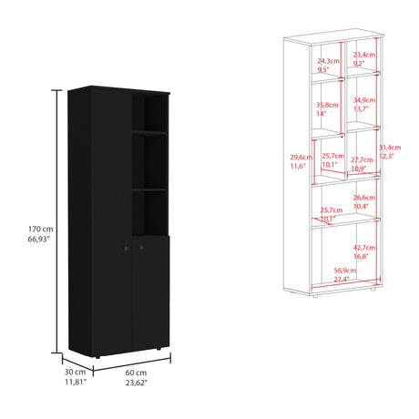 Alacena Konik Wengue 60x170cm con Dos Puertas - Alacenas y Muebles Microondas | Bylmo
