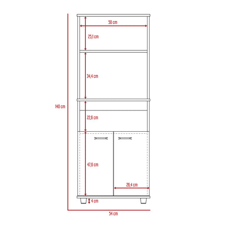 Alacena Mezzo Blanco 54x140cm con Dos Puertas - Alacenas y Muebles Microondas | Bylmo