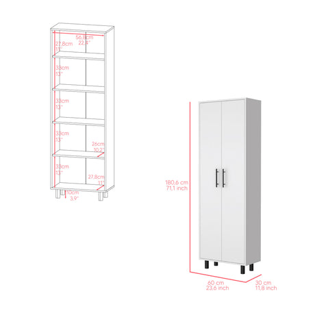 Alacena Nápoles Blanco 60x180cm con Dos Puertas - Alacenas y Muebles Microondas | Bylmo