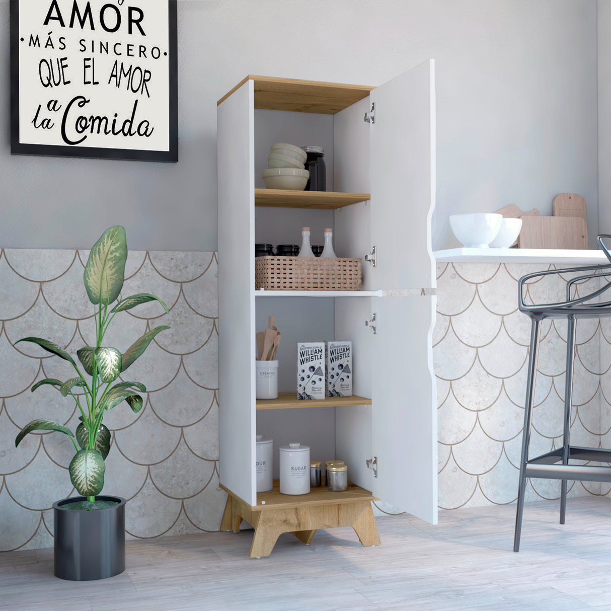 Alacena Pamplona Blanco 45x150.7cm con Dos Puertas - Alacenas y Muebles Microondas | Bylmo