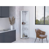 Bar Esquinero Chicago Blanco 45x189.9cm con Portacopas y Espejo. - BARES | Bylmo