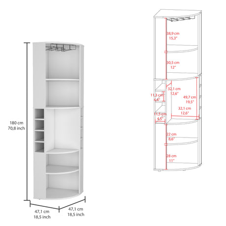 Bar Esquinero Oban Blanco 47.1x180cm con Portacopasy Portabotellas - Bares | Bylmo