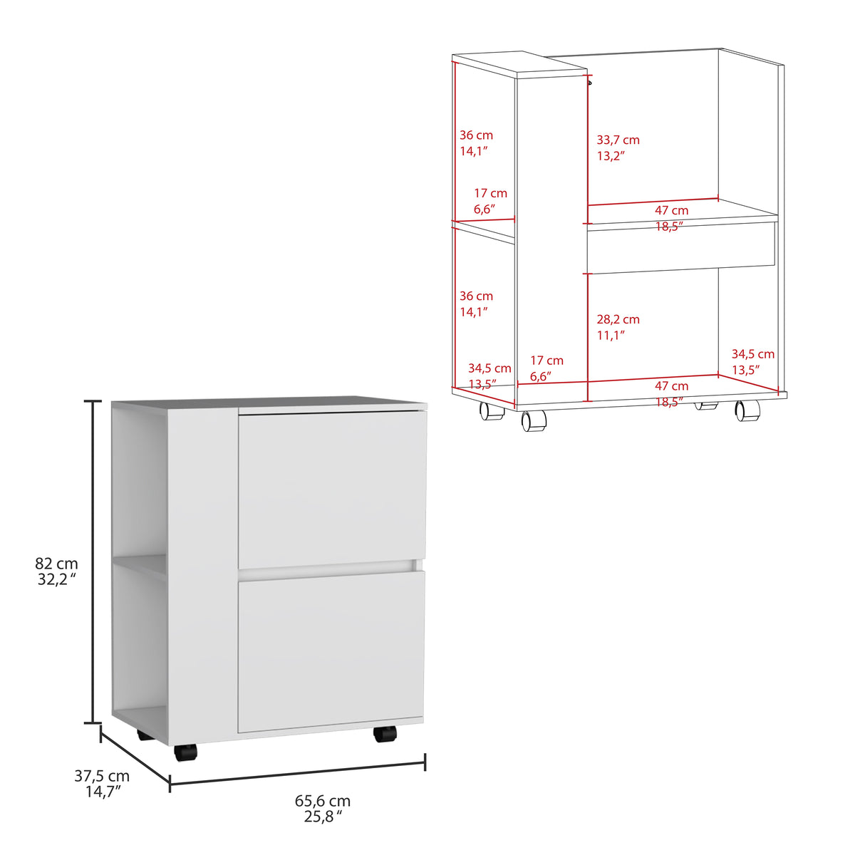 Bar Carro Glasgow Blanco 65.5x82cm con Ruedas - Bares | Bylmo