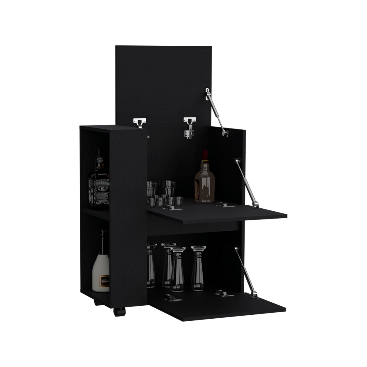 Bar Carro Glasgow Wengue 65.5x82cm con Ruedas - Bares | Bylmo
